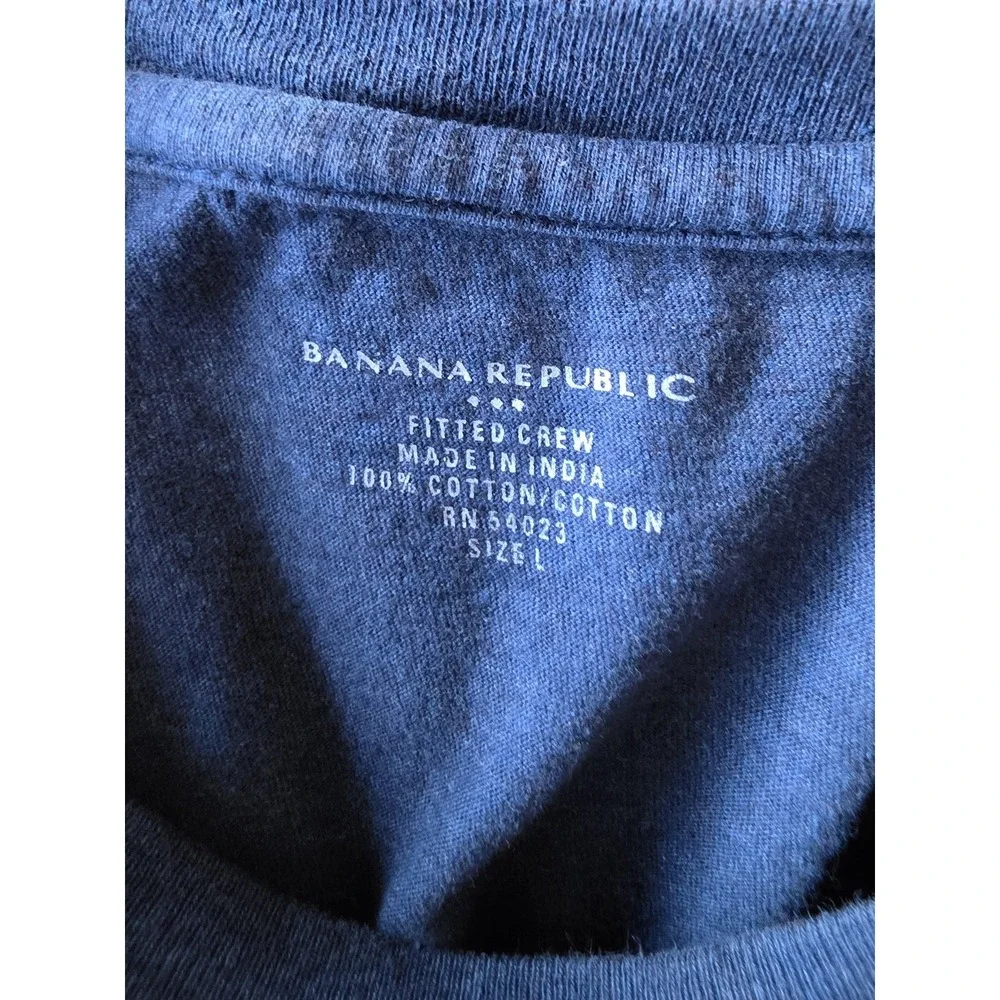 Banana Republic Men's T-Shirt Size L Navy Blue Crew Neck Cotton Tee Casual Top